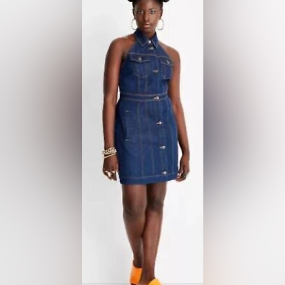 NEW - Halter Denim Mini Dress